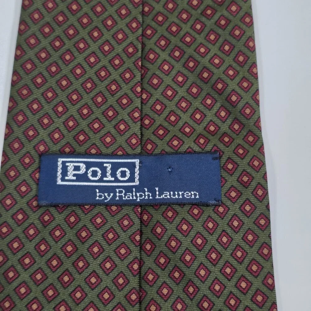 Polo Ralph Lauren Silk Tie Geo Print Preppy Office Hand Finished USA W 4